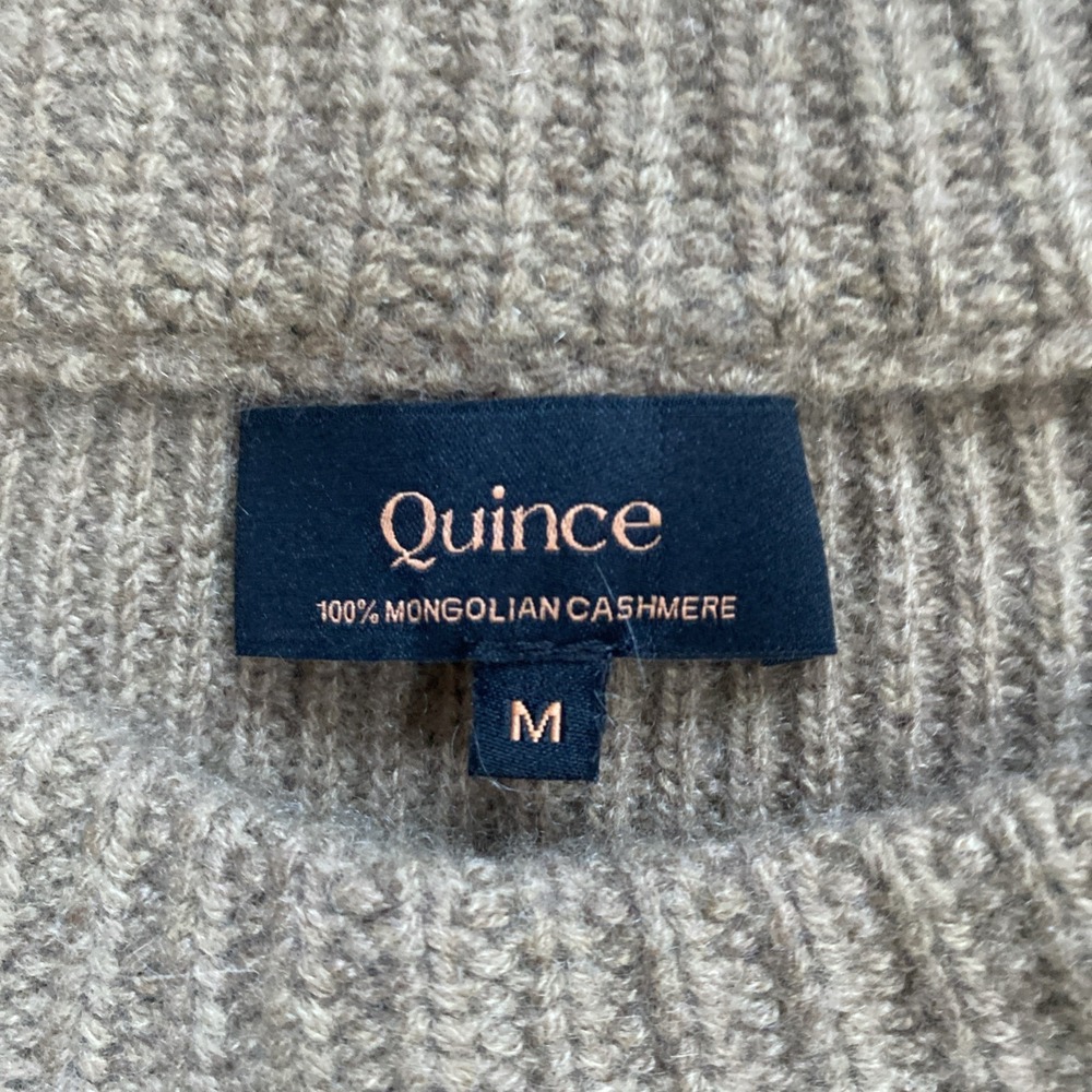 Quince 100% Mongolian Cashmere Fisherman Sweater Crew Neck Medium Teak - Picture 4 of 7